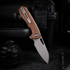 REMETTE RT-Camel Knife Button Liner Lock 14C28N Blade G10 Handle Outdoor Camping Knives RTCMLC