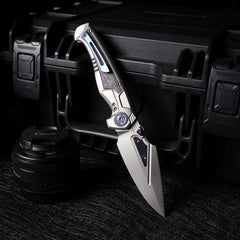 REMETTE RT-Scepter Innovative Button Frame Lock M390+Timascus Blade Titanium+Carbon Fiber Handle Knife SCPT-C