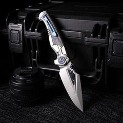 REMETTE RT-Scepter Innovative Button Frame Lock M390+Timascus Blade Titanium+Carbon Fiber Handle Knife SCPT-D