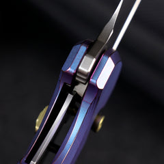 REMETTE RT-Camel Knife Screwless Exterior Button Liner Lock M390 Blade Titanium Handle Knives Blue RTCMLT3