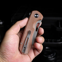 REMETTE RT-Camel Knife Button Liner Lock 14C28N Blade Micarta Handle Outdoor Camping Knives RTCMLF