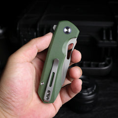 REMETTE RT-Camel Knife Button Liner Lock 14C28N Blade G10 Handle Outdoor Camping Knives RTCMLB