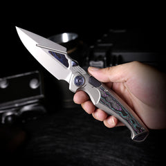 REMETTE RT-Scepter Innovative Button Frame Lock M390+Timascus Blade Titanium+Carbon Fiber Handle Knife SCPT-C