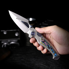 REMETTE RT-Scepter Innovative Button Frame Lock M390+Timascus Blade Titanium+Carbon Fiber Handle Knife SCPT-D