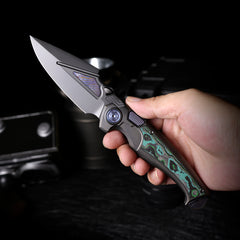 REMETTE RT-Scepter Innovative Button Frame Lock M390+Timascus Blade Titanium+Carbon Fiber Handle Knife SCPT-E