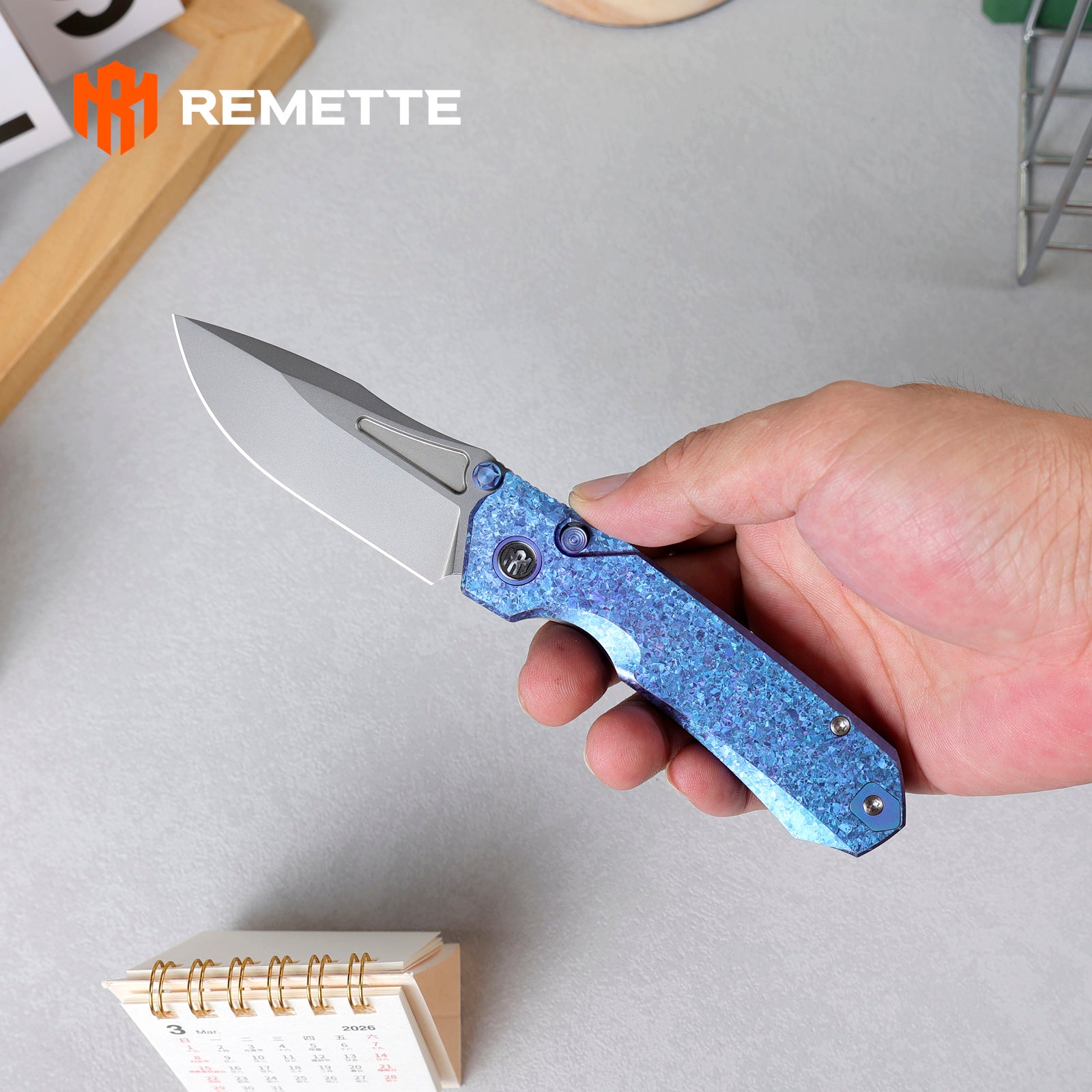 REMETTE RT-Rhino Folding Pocket Knife M390 Blade Crystallized
