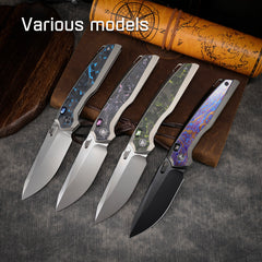 REMETTE RT-ONE Knife Button+Frame Lock M390 Blade Integrated Titanium+Timascus Handle Outdoor Camping Knives RT ONEA1