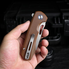 REMETTE RT-Camel Knife Button Liner Lock 14C28N Blade G10 Handle Outdoor Camping Knives RTCMLC