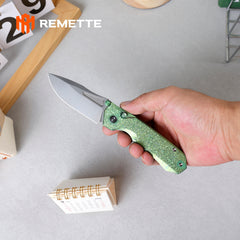 REMETTE RT-Rhino Folding Pocket Knife M390 Blade Crystallized Titanium Handle RNTB4