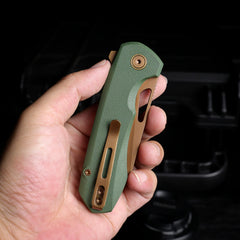 REMETTE RT-Camel Knife Button Liner Lock 14C28N Blade G10 Handle Outdoor Camping Knives RTCMLD