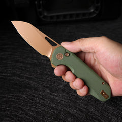 REMETTE RT-Camel Knife Button Liner Lock 14C28N Blade G10 Handle Outdoor Camping Knives RTCMLD