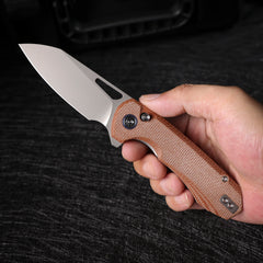 REMETTE RT-Camel Knife Button Liner Lock 14C28N Blade Micarta Handle Outdoor Camping Knives RTCMLF