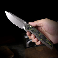 REMETTE RT-ONE Knife Button+Frame Lock M390 Blade Integrated Titanium+Carbon Fiber Handle Outdoor Camping Knives RT ONEA4
