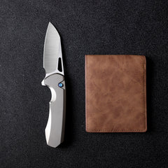 REMETTE RT-Camel Knife Screwless Exterior Button Liner Lock M390 Blade Titanium Handle Knives Titanium Gray RTCMLT2