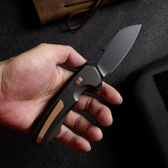 REMETTE RT-Camel Knife Screwless Exterior Button Liner Lock M390 Blade Titanium Handle Knives Titanium Gray Black RTCMLT1