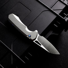 REMETTE RT-Camel Knife Screwless Exterior Button Liner Lock M390 Blade Titanium Handle Knives Titanium Gray RTCMLT2