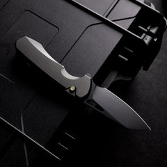 REMETTE RT-Camel Knife Screwless Exterior Button Liner Lock M390 Blade Titanium Handle Knives Titanium Gray Black RTCMLT1