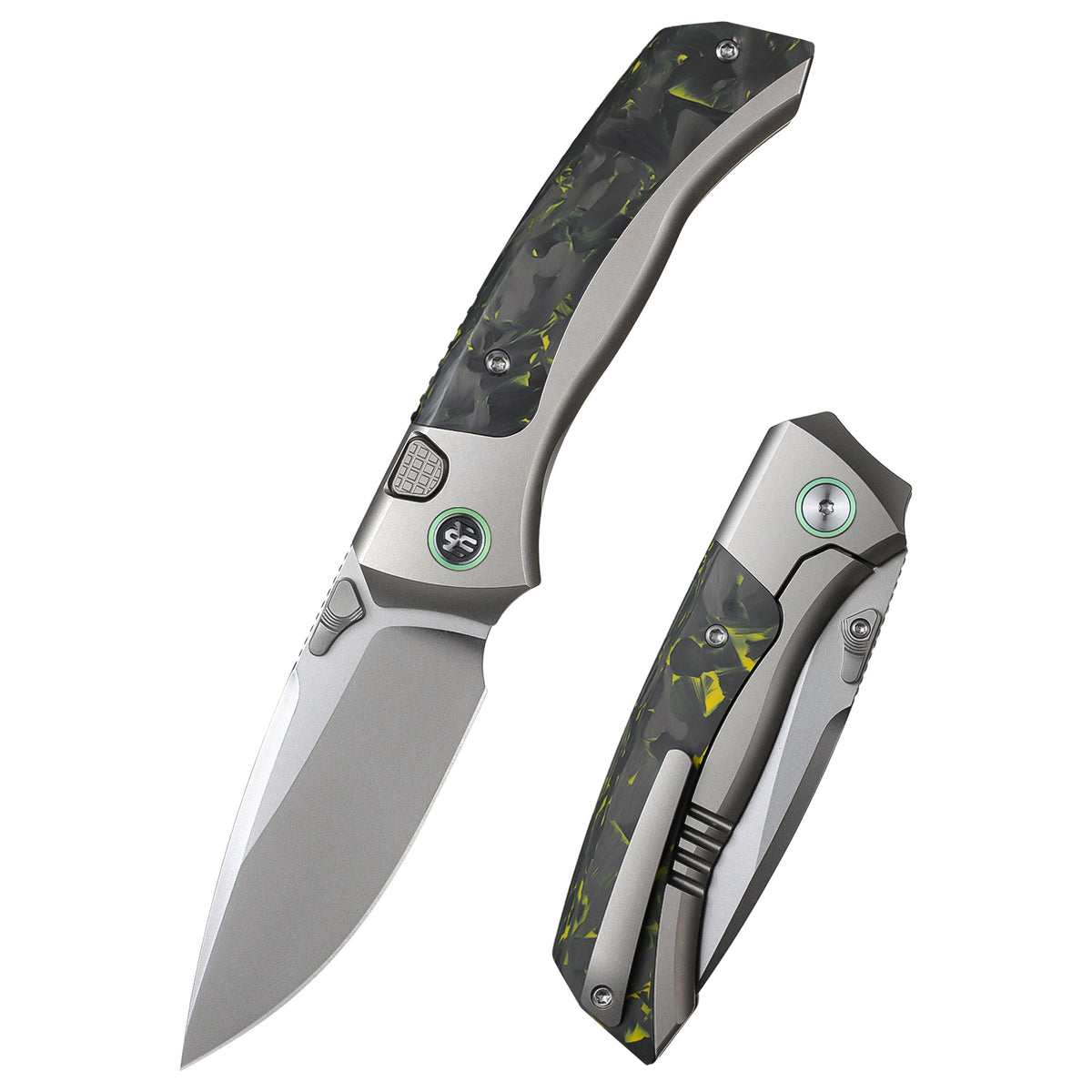 REMETTE RT-Steed Innovative Button Frame Lock M390 Blade Titanium Carbon Fiber Handle  Folding Pocket Knife RTWS-TY
