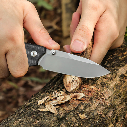 REMETTE Button+Liner Lock Folding Pocket Knife Sharp 14C28N Blade Reversible Pocket Clip Durable Micarta Handle Men Women EDC Hiking Fishing Camping Knives WD107