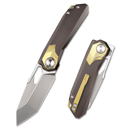 REMETTE RT-Peregrine Falcon Folding Pocket Knife Innovative Button Lock Structure Design M390 Blade Titanium Handle Knives RTT1-B