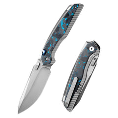 REMETTE RT-ONE Knife Button+Frame Lock M390 Blade Integrated Titanium+Carbon Fiber Handle Folding Pocket Knives RT ONEA2