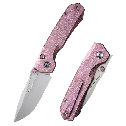 REMETTE RT-Rhino Folding Pocket Knife M390 Blade Crystallized Titanium Handle RNTB1