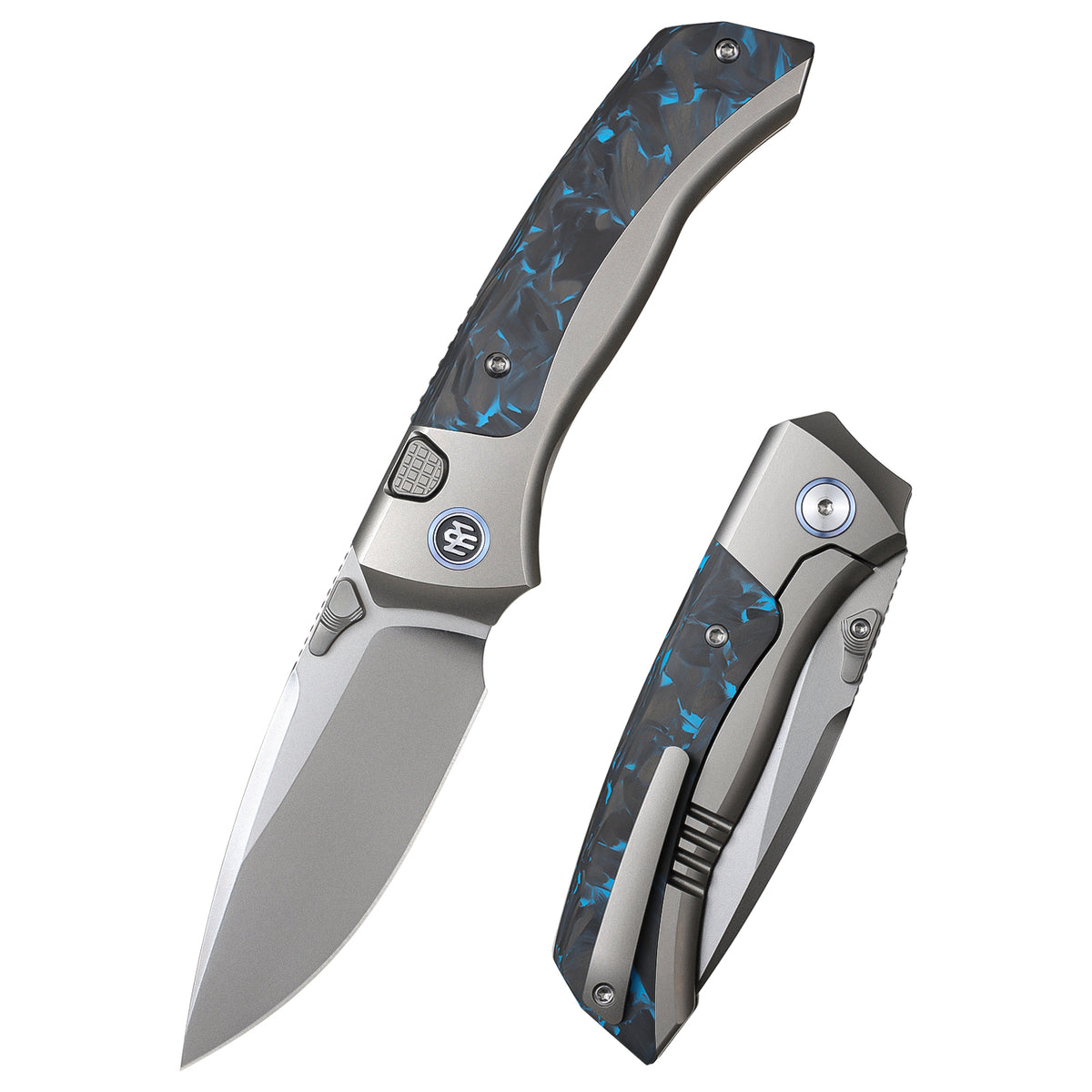 REMETTE RT-Steed Innovative Button Frame Lock M390 Blade Titanium Carbon Fiber Handle  Folding Pocket Knife RTWS-TB