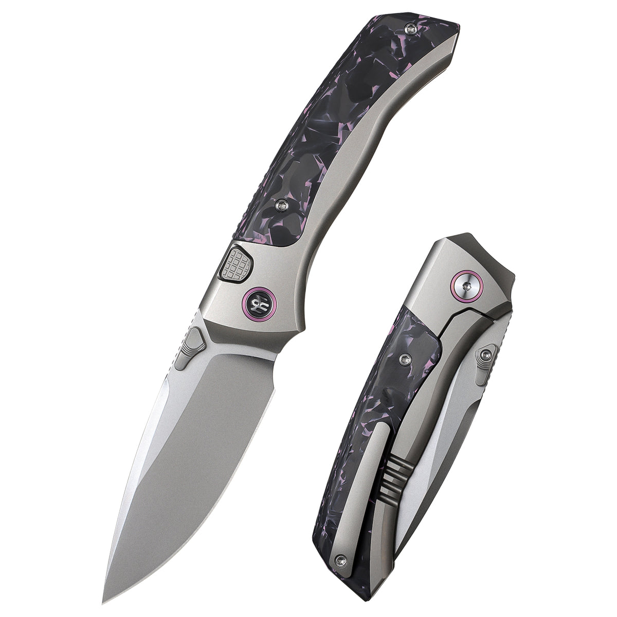 REMETTE RT-Steed Innovative Button Frame Lock M390 Blade Titanium Carbon Fiber Handle  Folding Pocket Knife RTWS-TP