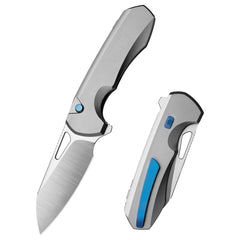 REMETTE RT-Camel Knife Screwless Exterior Button Liner Lock M390 Blade Titanium Handle Knives Titanium Gray RTCMLT2