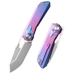 REMETTE RT-Peregrine Falcon Folding Pocket Knife Innovative Button Liner Lock Structure Design Vanax Steel Blade Titanium Handle Knives RTT1-VND with Safety Lock