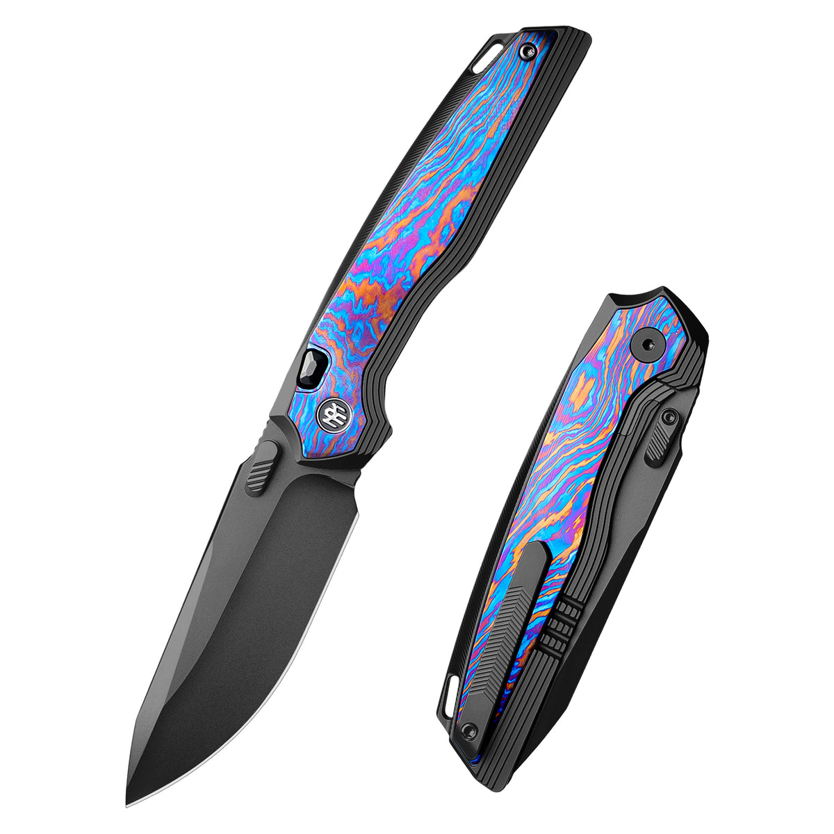 REMETTE RT-ONE Knife Button+Frame Lock M390 Blade Integrated Titanium+Timascus Handle Outdoor Camping Knives RT ONEA1