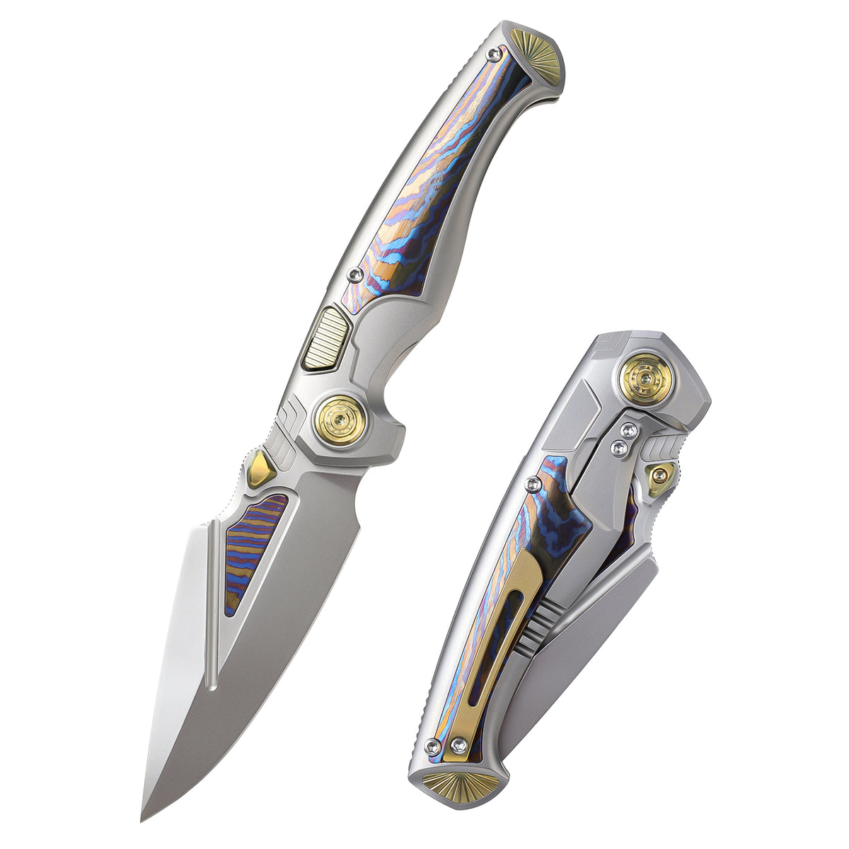 REMETTE RT-Scepter Innovative Button Frame Lock M390 Blade Timascus Handle Knife SCPT-A