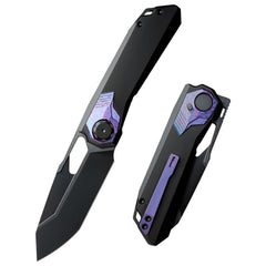 REMETTE RT-Peregrine Falcon Folding Pocket Knife Innovative Button Liner Lock Structure Design Vanax Steel Blade Titanium Handle Knives RTT1-VNB with Safety Lock