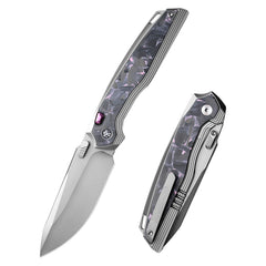 REMETTE RT-ONE Knife Button+Frame Lock M390 Blade Integrated Titanium+Carbon Fiber Handle Outdoor Camping Knives RT ONEA3