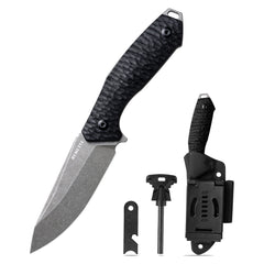 REMETTE RT-Allosaurus G10 Handle D2 Steel Fixed Blade Knife Camping Tactical Survival Knife with Fire Starter Kydex Sheath RTAS-B