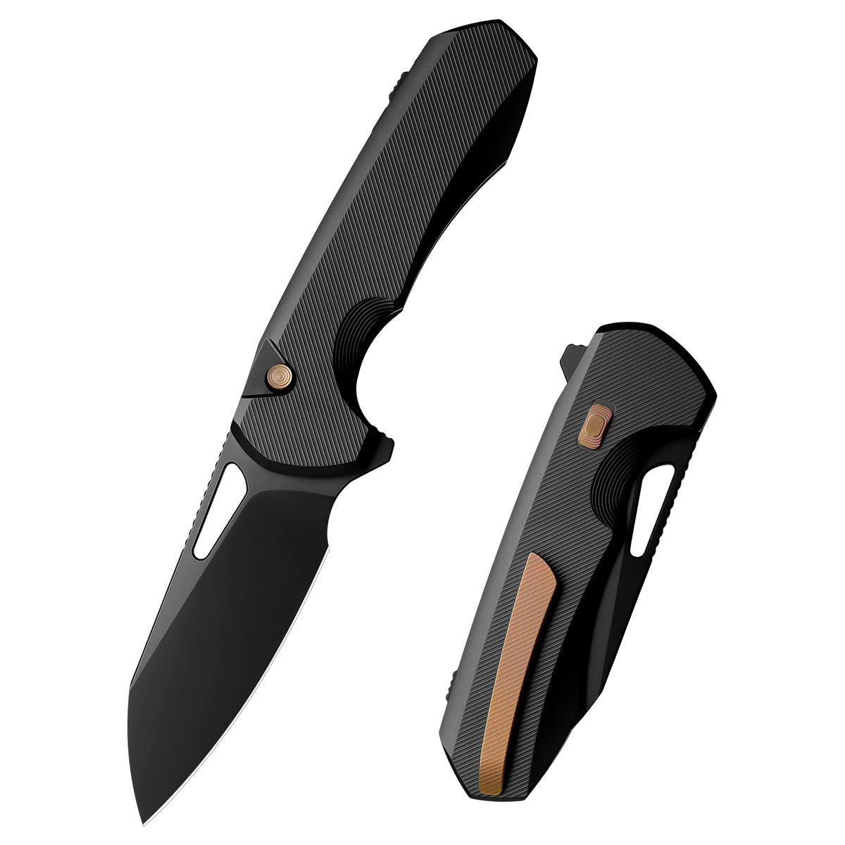 REMETTE RT-Camel Knife Screwless Exterior Button Liner Lock M390 Blade Titanium Handle Knives Titanium Gray Black RTCMLT1