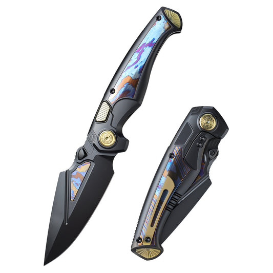 REMETTE RT-Scepter Innovative Button Frame Lock M390 Blade Timascus Handle Knife SCPT-B