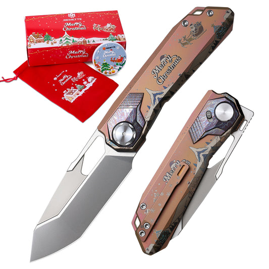 REMETTE RT-Peregrine Falcon Folding Pocket Knife Innovative Button Lock Structure Design M390 Blade Titanium Handle Knives RTT1-CRC with Safety Lock