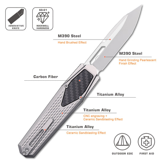 REMETTE Innovative Design Knife M390 Blade Titanium Handle 101A1-ZL