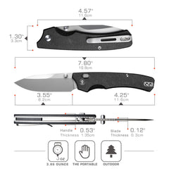 REMETTE Button+Liner Lock Folding Pocket Knife Sharp 14C28N Blade Reversible Pocket Clip Durable Micarta Handle Men Women EDC Hiking Fishing Camping Knives WD107
