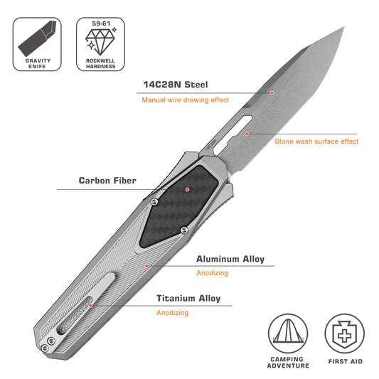 REMETTE Innovative Design Knife 14C28N Blade Aluminum Handle 103C2-ZL