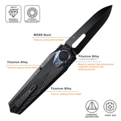 REMETTE RT-Infinite Power Knife M390 Blade Titanium Handle Folding Pocket EDC Tactical Knife RTIP-S