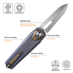REMETTE RT-Infinite Power Knife M390 Blade Titanium Handle Folding Pocket EDC Tactical Knife RTIP-G