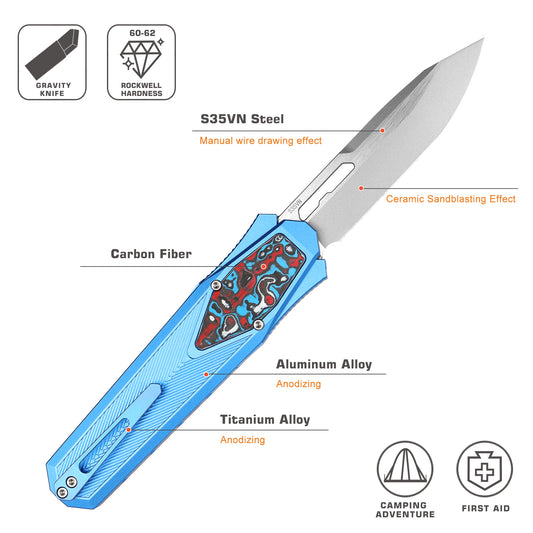 REMETTE Innovative Design Knife S35VN Blade Aluminum Handle 103D7-ZL
