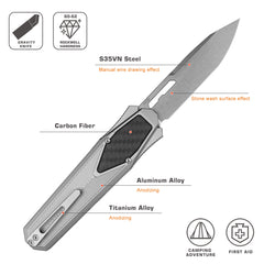 REMETTE Innovative Design Knife S35VN Blade Aluminum Handle 103D4-ZL