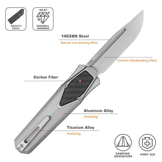 REMETTE Innovative Design Knife 14C28N Blade Aluminum Handle 103C1-ZL
