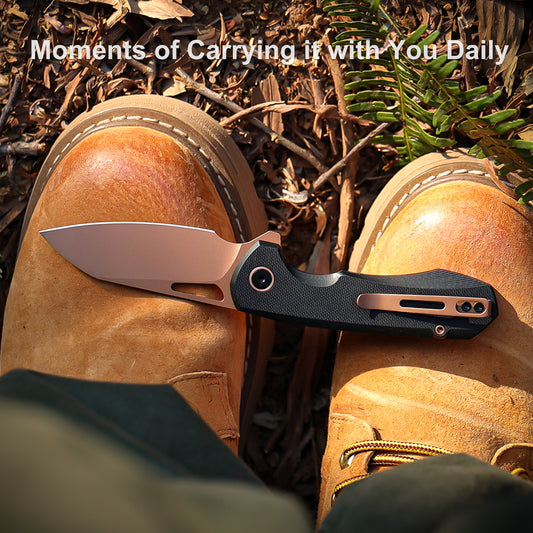 REMETTE RT-Camel Knife Button Liner Lock D2 Blade G10 Handle Outdoor Camping Knives RTG2