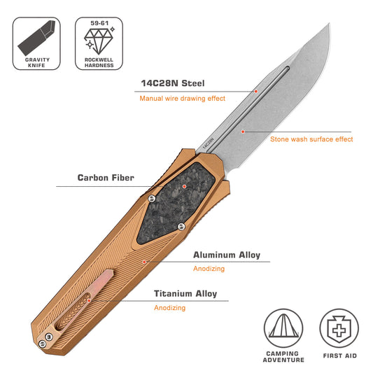REMETTE Innovative Design Knife 14C28N Blade Aluminum Handle 103C5-ZL