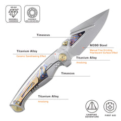 REMETTE RT-Scepter Innovative Button Frame Lock M390 Blade Timascus Handle Knife SCPT-A