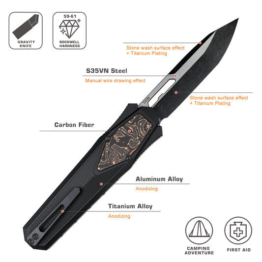 REMETTE Innovative Design Knife S35VN Blade Aluminum Handle 103D16-ZL